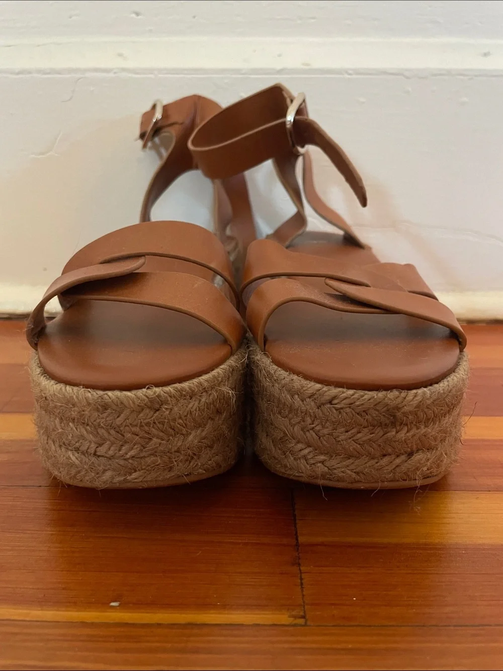 Zara Tan Brown Cross-Strap Espadrille Sandals - Picture 3 of 4